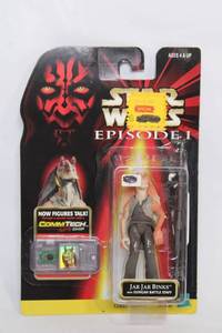 lot 102 image: Star Wars Episode I Jar Jar Binks Action Figure with CommtTech Chip