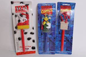 lot 139 image: Set of 3 Novelty Character Pens - Marvel Comics and 101 Dalmatians