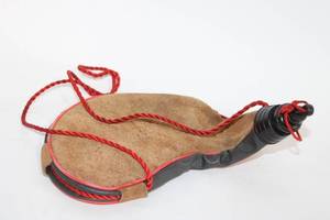 lot 233 image: Vintage Leather Wine Bota with Red Trim