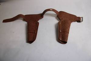 lot 279 image: Leather Dual Western Holster Gun Belt