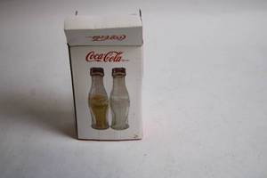 lot 285 image: Coca-Cola Glass Salt and Pepper Shakers in Original Packaging