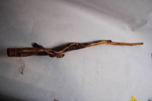 lot 348 image: Handcrafted Walking Stick with Feather Detail