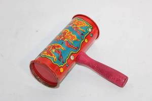 lot 372 image: Vintage Tin Noisemaker with Colorful Clown Design