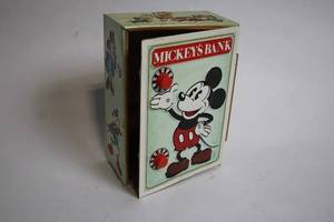 lot 487 image: Vintage Mickey Mouse Tin Bank with Castle Design