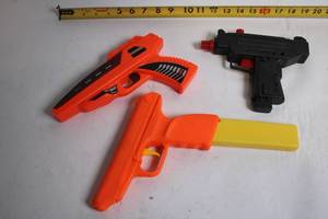 lot 496 image: Set of 3 Toy Dart Guns with Accessories