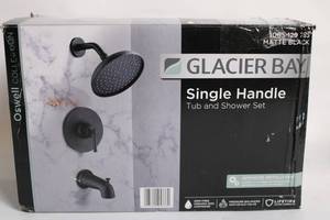 lot 1 image: Glacier Bay Single Handle Tub and Shower Faucet Set - Matte Black