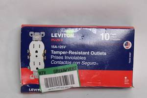lot 32 image: 10 Pack Leviton Plus 15A-125V Tamper-Resistant Outlets in White
