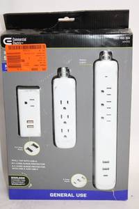 lot 101 image: Commercial Electric 3-Pack Surge Protection Kit with USB Ports