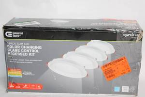 lot 103 image: Commercial Electric 4-Pack Slim LED Color Changing Recessed Light Kit