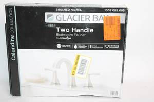 lot 105 image: Glacier Bay Two Handle Bathroom Faucet in Nickel Finish - 8 in Widespread