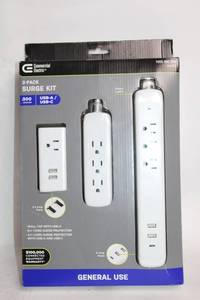 lot 110 image: 3-Pack Surge Kit with USB Ports by Commercial Electric