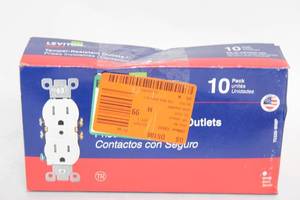 lot 122 image: 10-Pack Leviton 15A-125V Tamper-Resistant Duplex Electrical Outlets