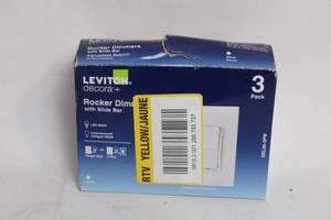 lot 134 image: Leviton Decora Rocker Dimmers with Slide Bar 3-Pack