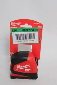 lot 138 image: Milwaukee 25ft Tape Measure with 12ft Reach
