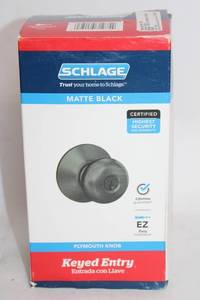 lot 145 image: Schlage Matte Black Plymouth Knob Keyed Entry Lock