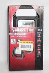 lot 149 image: Husky Rechargeable 2-Pack LED Work Lights, 1500 Lumens