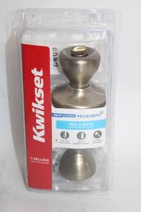 lot 166 image: Kwikset Bed & Bath Door Knob with Microban in Satin Nickel Finish