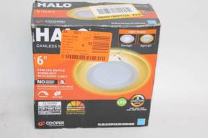 lot 186 image: 6-Inch Halo Canless Baffle LED Downlight with Night Light