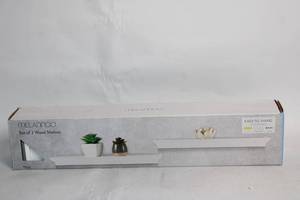lot 201 image: Melannco Set of 2 Wood Shelves with Easy-to-Hang Design