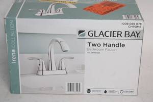 lot 205 image: Glacier Bay Two Handle Bathroom Faucet in Chrome Finish