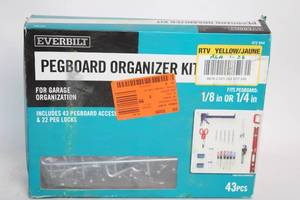 lot 208 image: Everbilt Pegboard Organizer Kit with 43 Accessories and 22 Peg Locks