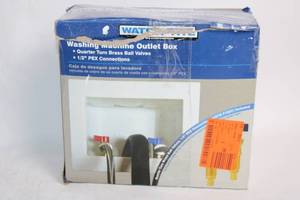 lot 210 image: Washing Machine Outlet Box with Quarter Turn Brass Ball Valves