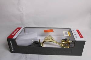 lot 216 image: Kwikset SmartKey Satin Brass Door Handle Set