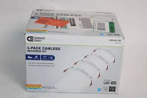 lot 261 image: 4-Pack Canless Recessed LED Light Kit by Commercial Electric