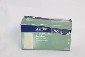 lot 263 image: 10 Pack of Leviton Decora Light Almond 15A-120277V Single Pole Switches