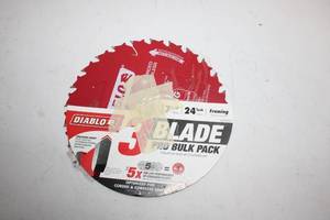 lot 293 image: Set of 3 Diablo 7-14 Inch Circular Saw Blades - 24 Tooth Framing Bulk Pack