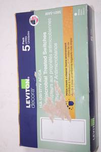 lot 300 image: Leviton Decora 5-Pack Antimicrobial Treated Light Switches