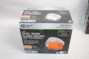 lot 316 image: Commercial Electric LED Dual Band Flush Mount Light - Brushed Nickel