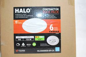 lot 341 image: Contractor Bulk Pack of 6 HALO 6-Inch LED Surface Lights