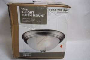 lot 356 image: 13-inch 2-Light Flush Mount with Frosted Glass Shade