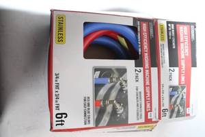 lot 396 image: 2-Pack Stainless Steel Washing Machine Supply Lines - 6ft