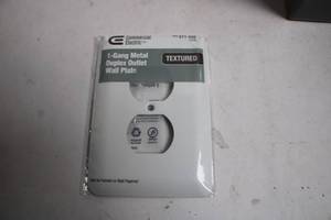 lot 402 image: Set of 25 Commercial Electric 1-Gang Metal Duplex Outlet Wall Plates