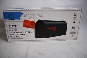 lot 465 image: Architectural Mailboxes Elite Black Galvanized Steel Post Mount Mailbox