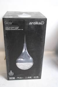 lot 481 image: Glitzer 1-Light LED Pendant Fixture by Artika