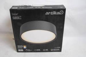 lot 487 image: Artika Groove LED Flush Mount Light with Selectable White Technology