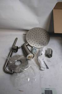 lot 500 image: Brushed Nickel Wall-Mounted Rain Shower Head System - New in Box
