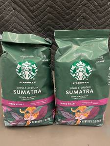 lot 1 image: Set of 2 Starbucks Single-Origin Sumatra Dark Roast Coffee 18 oz Bags