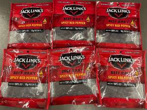 lot 8 image: Set of 6 Jack Links Spicy Red Pepper Beef Jerky Packs