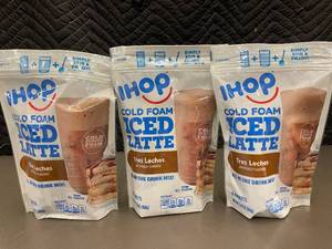 lot 21 image: 3 Packs of IHOP Cold Foam Iced Latte Tres Leches Mix, 6 Packets Each
