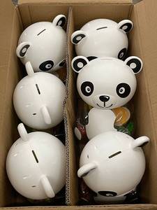 lot 22 image: Set of 6 Panda Piggy Banks with Assorted Fruit Jellies