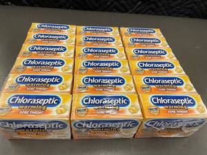 lot 41 image: Chloraseptic Warming Sore Throat Lozenges Honey Lemon, Expired May 2022