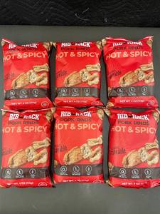 lot 46 image: Lot of 6 Rib Rack Hot & Spicy Pork Rinds - 4 oz Each