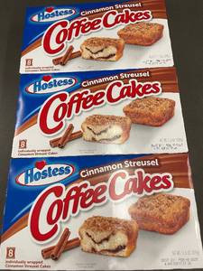 lot 152 image: Hostess Cinnamon Streusel Coffee Cakes -  3 boxes of 8 Individually Wrapped Cakes