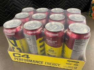 lot 311 image: 12-Pack C4 Performance Energy Drink Cans, Midnight Cherry Flavor