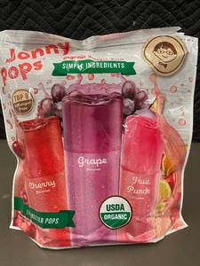 lot 406 image: VT 3 - Jonny Pops Organic Freezer Pops (24 Count) - Cherry, Grape, Fruit Punch Flavors