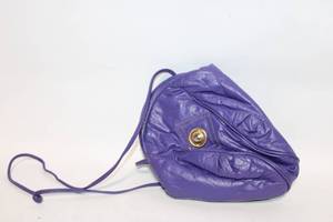 lot 6 image: Vintage Purple Leather Crossbody Bag with Gold-Tone Clasp